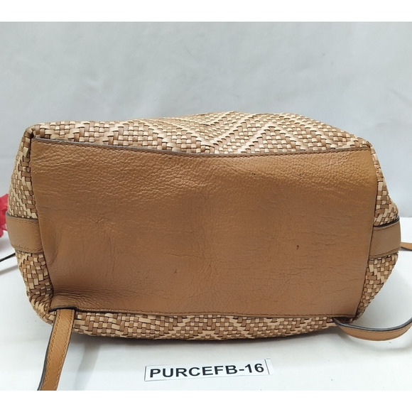 Michael Kors Junie Brown Chevron Woven Leather Drawstring Flap Closure Backpack - Picture 5 of 16